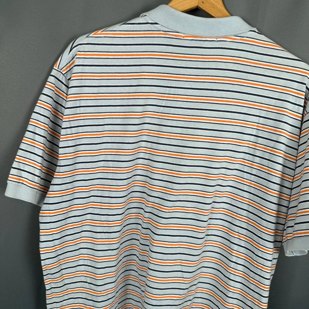 Polo Ralph Lauren Striped Polo Shirt Mens XL Blue Orange Navy Short Sleeve Pony